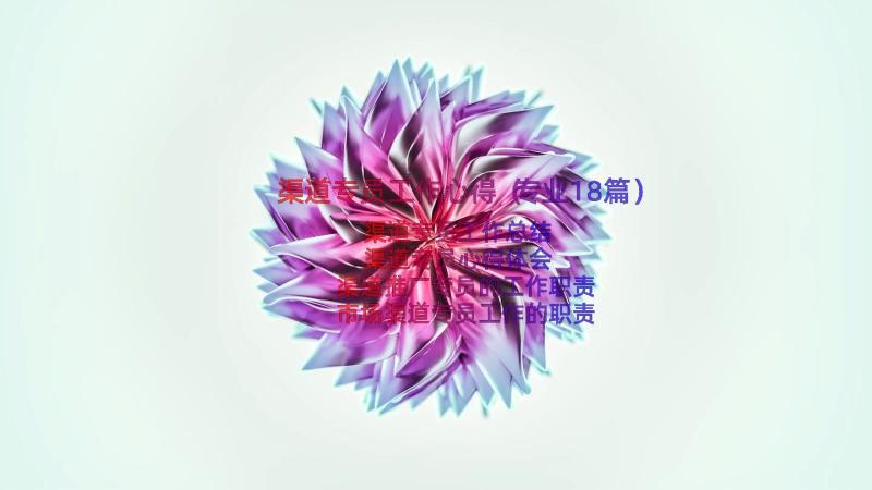 渠道专员工作心得（专业18篇）