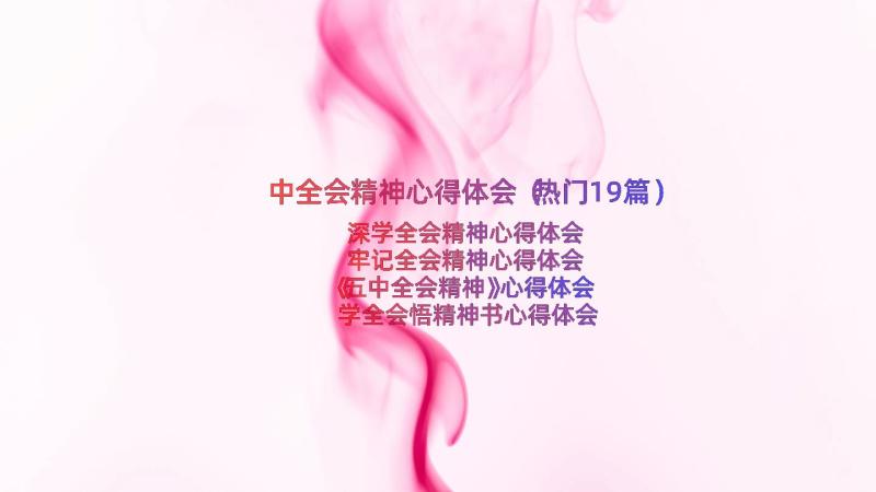 中全会精神心得体会（热门19篇）