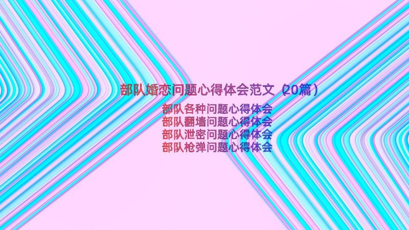 部队婚恋问题心得体会范文（20篇）