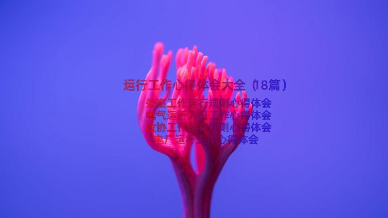 运行工作心得体会大全（18篇）