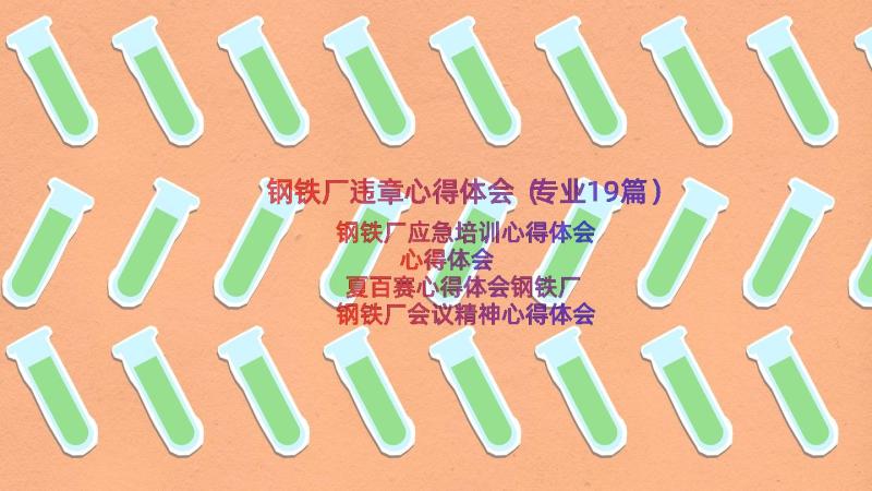 钢铁厂违章心得体会（专业19篇）