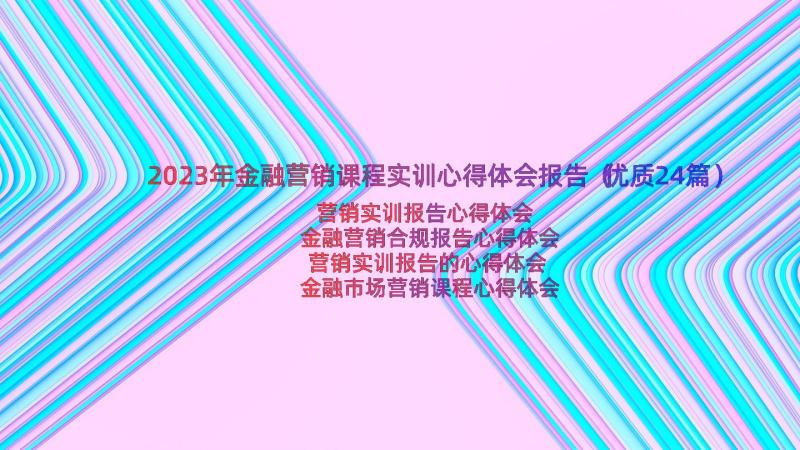 2023年金融营销课程实训心得体会报告（优质24篇）