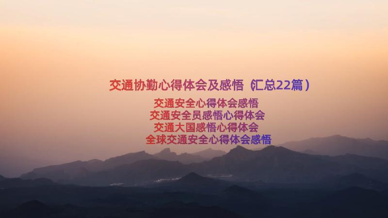 交通协勤心得体会及感悟（汇总22篇）