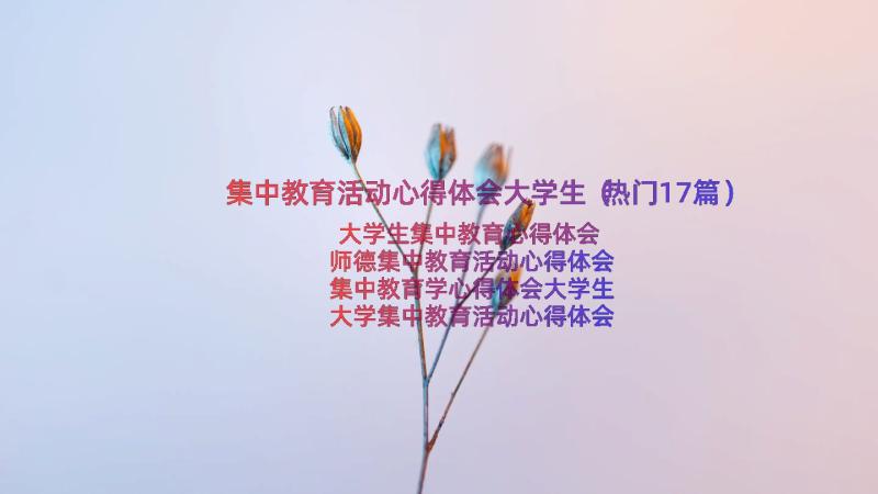 集中教育活动心得体会大学生（热门17篇）