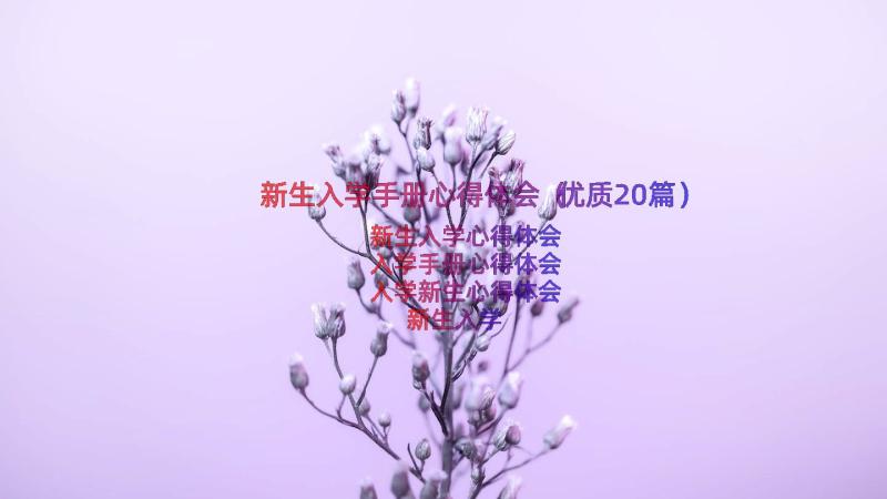 新生入学手册心得体会（优质20篇）