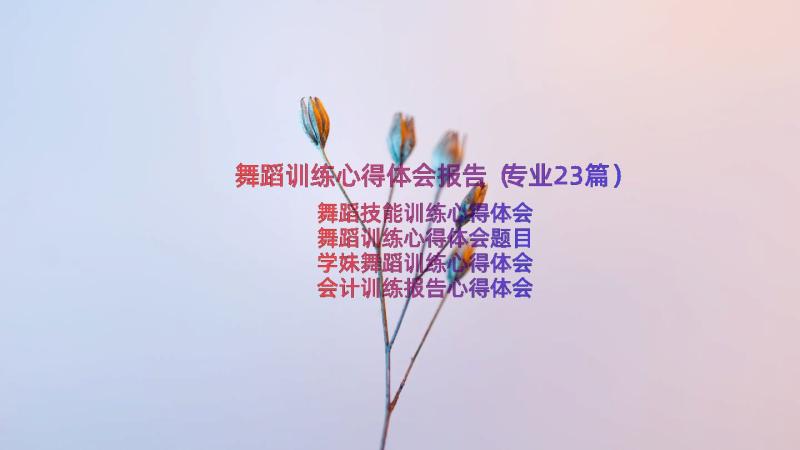 舞蹈训练心得体会报告（专业23篇）