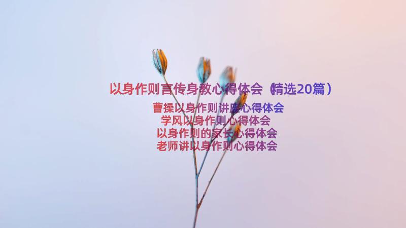 以身作则言传身教心得体会（精选20篇）