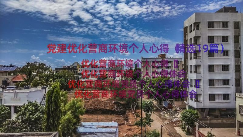 党建优化营商环境个人心得（精选19篇）