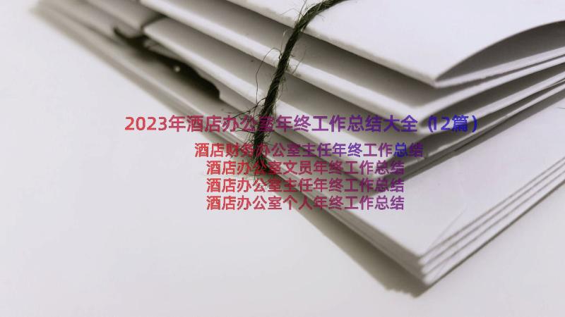 2023年酒店办公室年终工作总结大全（12篇）