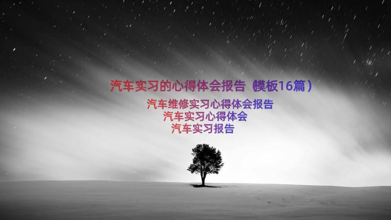 汽车实习的心得体会报告（模板16篇）