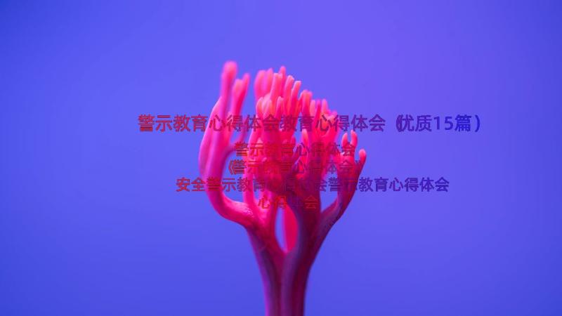 警示教育心得体会教育心得体会（优质15篇）