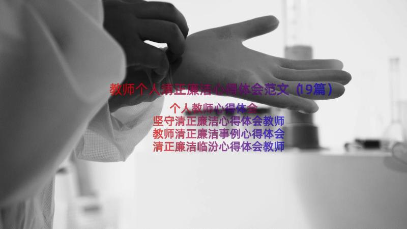 教师个人清正廉洁心得体会范文（19篇）