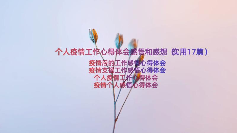 个人疫情工作心得体会感悟和感想（实用17篇）