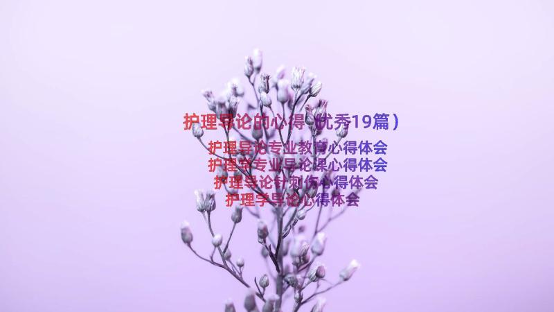 护理导论的心得（优秀19篇）