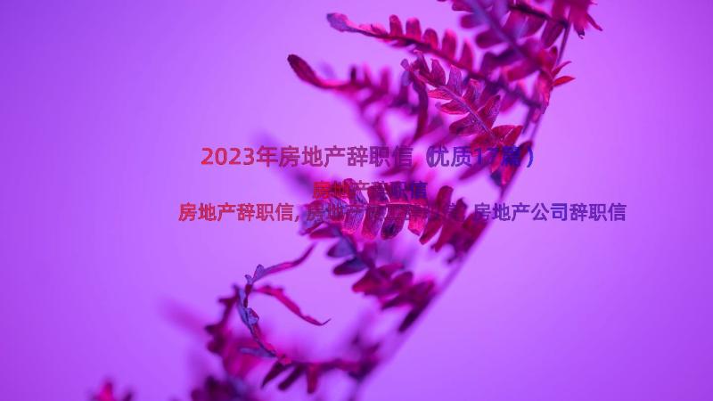 2023年房地产辞职信（优质17篇）