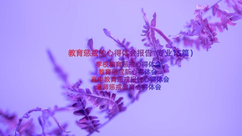 教育惩戒的心得体会报告（专业15篇）