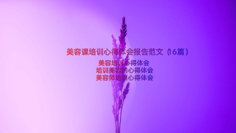 美容课培训心得体会报告范文（16篇）