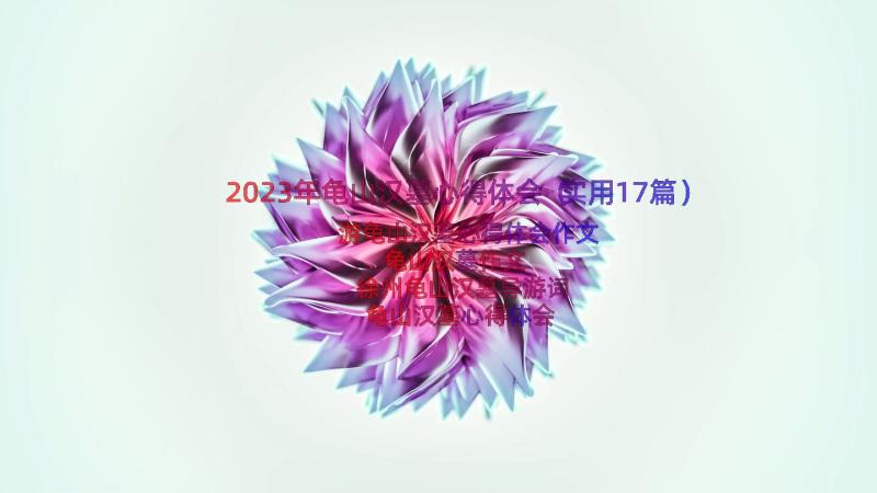 2023年龟山汉墓心得体会（实用17篇）