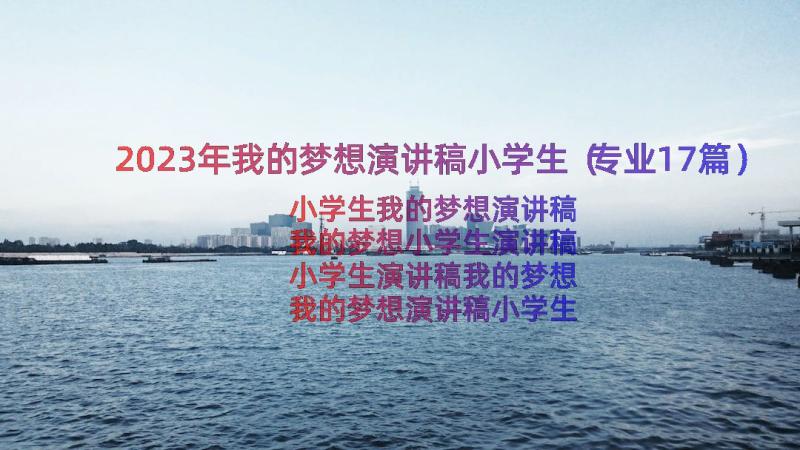 2023年我的梦想演讲稿小学生（专业17篇）