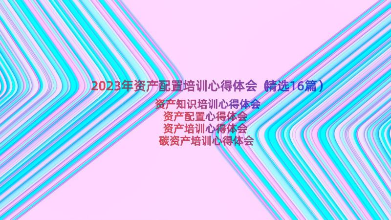 2023年资产配置培训心得体会（精选16篇）