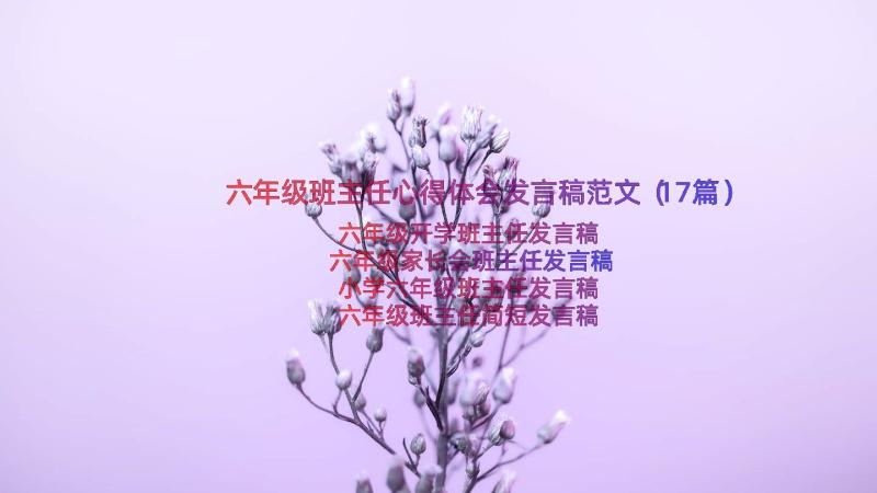 六年级班主任心得体会发言稿范文（17篇）