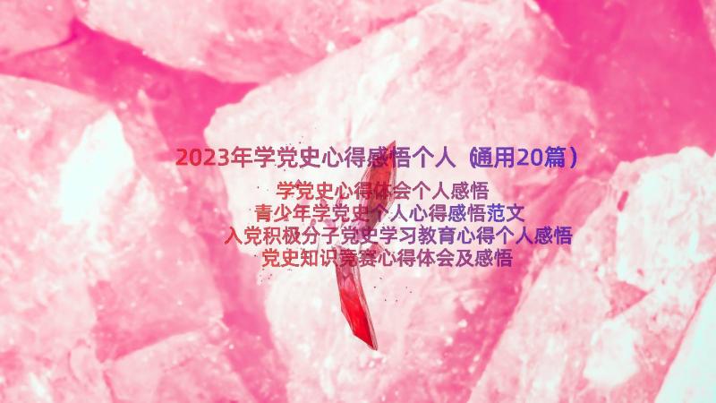 2023年学党史心得感悟个人（通用20篇）