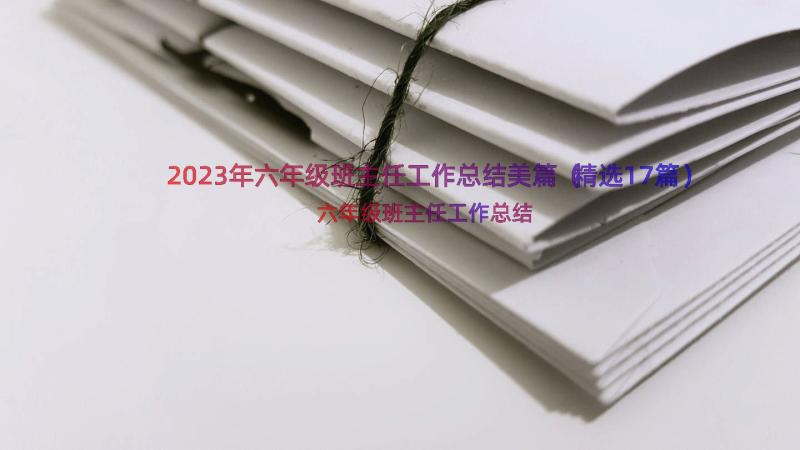 2023年六年级班主任工作总结美篇（精选17篇）