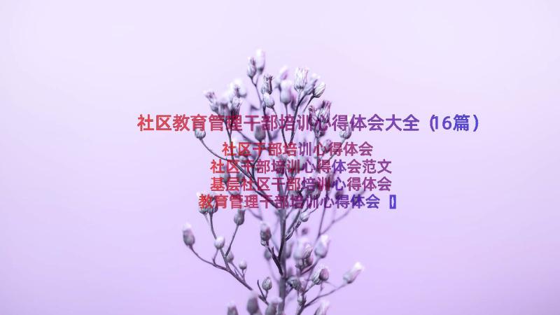 社区教育管理干部培训心得体会大全（16篇）