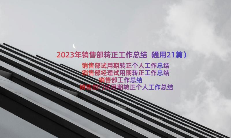 2023年销售部转正工作总结（通用21篇）