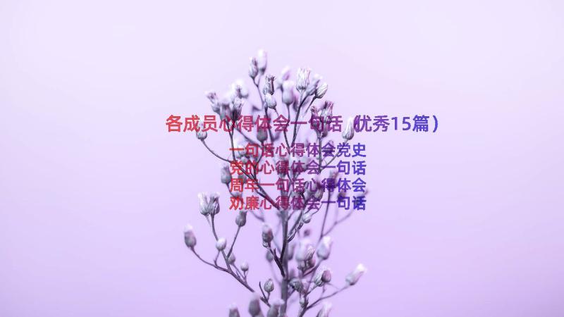 各成员心得体会一句话（优秀15篇）