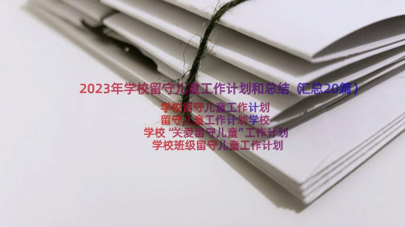 2023年学校留守儿童工作计划和总结（汇总20篇）