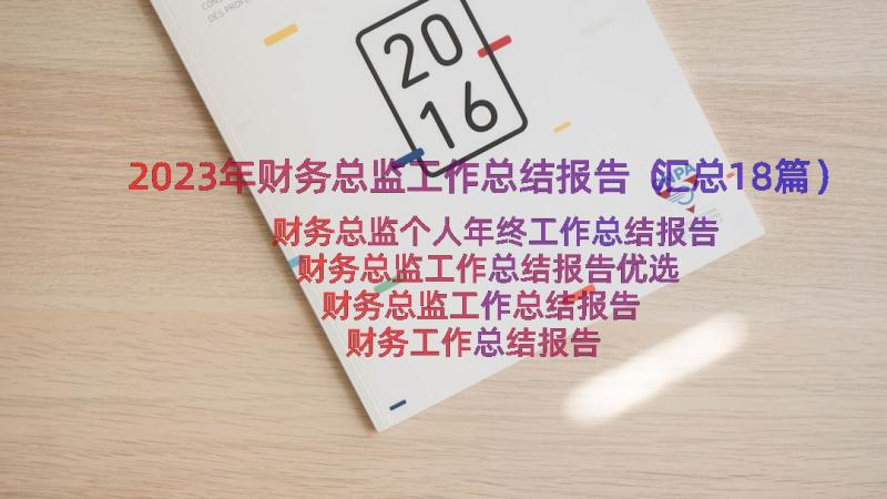 2023年财务总监工作总结报告（汇总18篇）