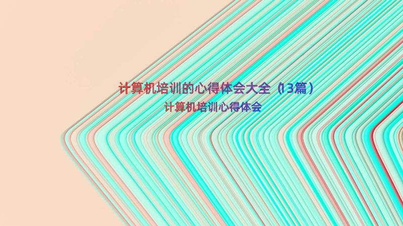 计算机培训的心得体会大全（13篇）