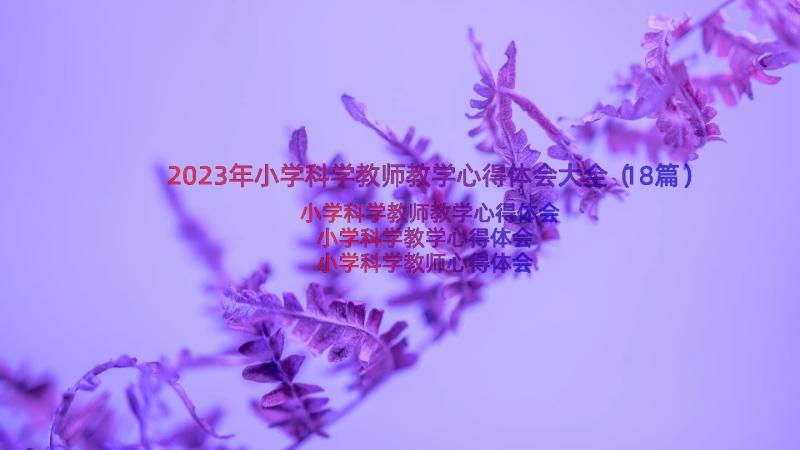 2023年小学科学教师教学心得体会大全（18篇）