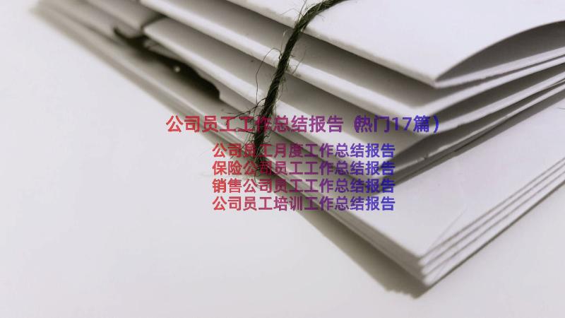 公司员工工作总结报告（热门17篇）