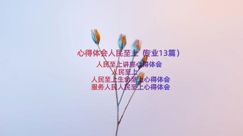 心得体会人民至上（专业13篇）