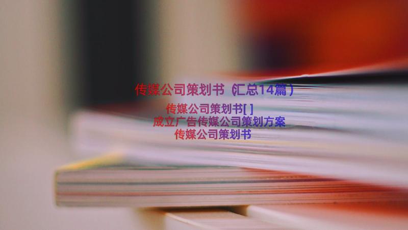 传媒公司策划书（汇总14篇）