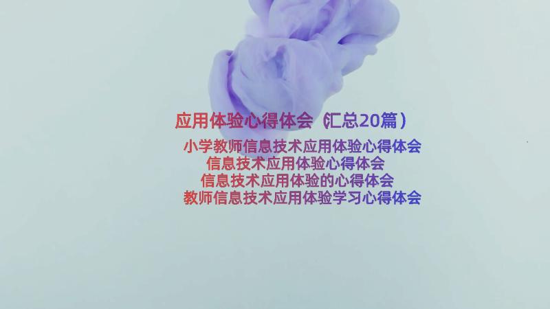 应用体验心得体会（汇总20篇）