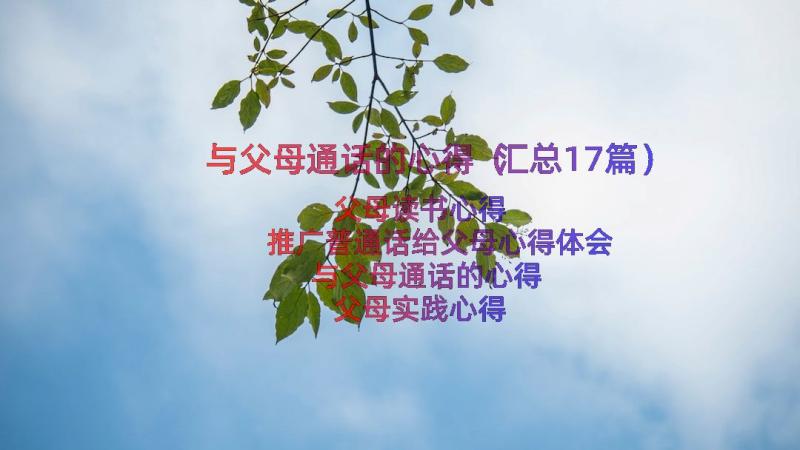 与父母通话的心得（汇总17篇）