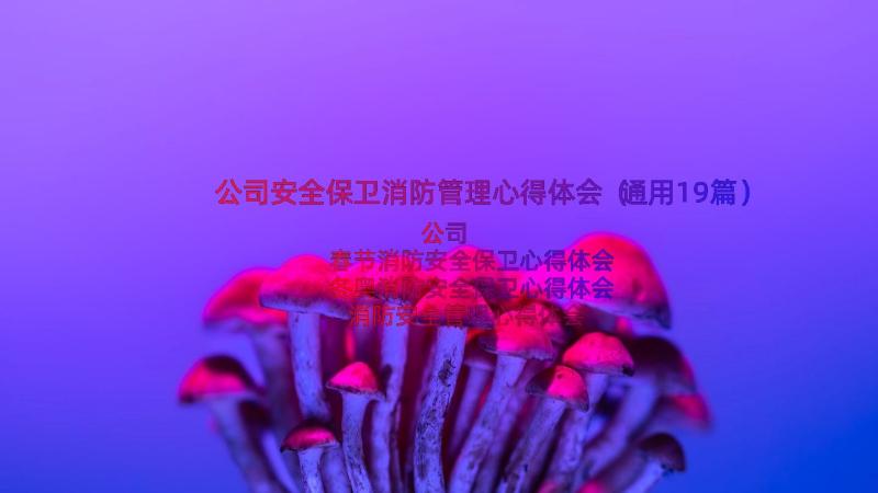 公司安全保卫消防管理心得体会（通用19篇）