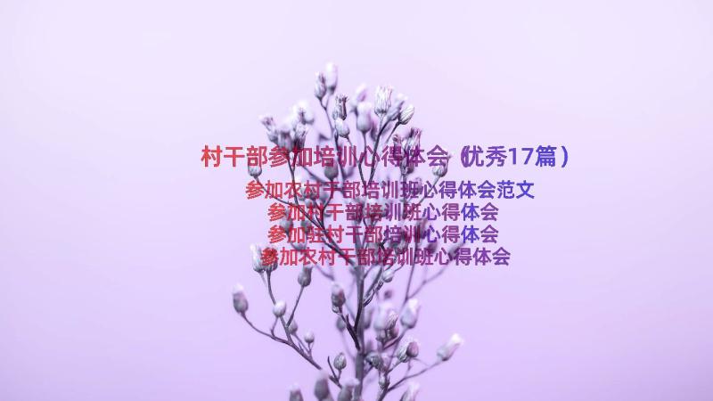 村干部参加培训心得体会（优秀17篇）