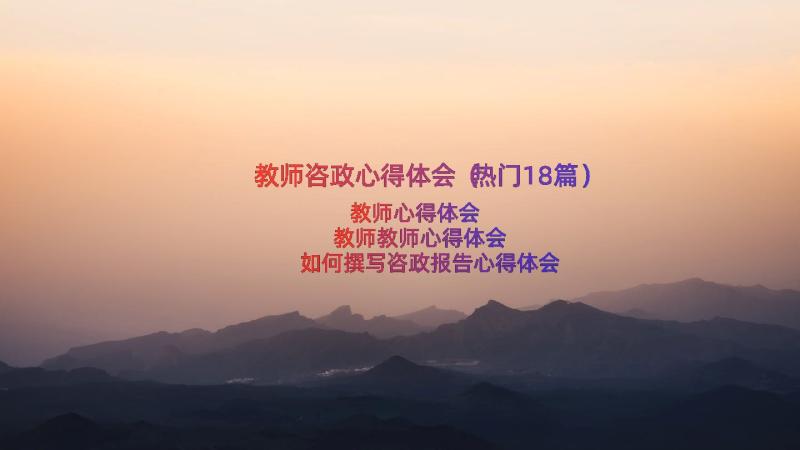 教师咨政心得体会（热门18篇）