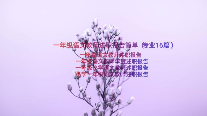 一年级语文教师述职报告简单（专业16篇）