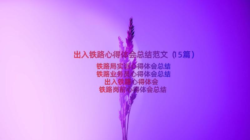 出入铁路心得体会总结范文（15篇）