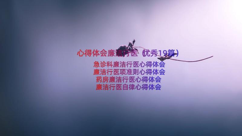 心得体会廉洁行医（优秀19篇）