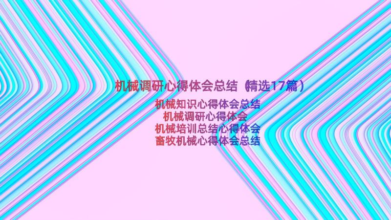 机械调研心得体会总结（精选17篇）