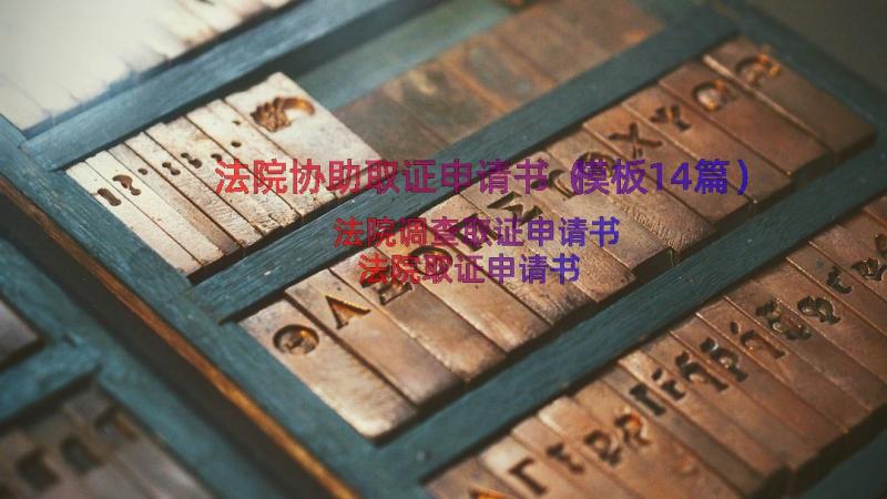 法院协助取证申请书（模板14篇）