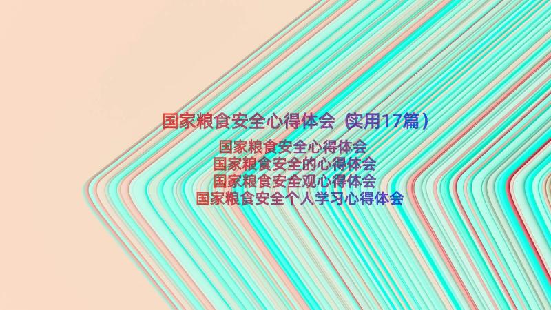 国家粮食安全心得体会（实用17篇）