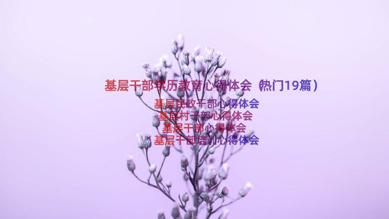 基层干部学历教育心得体会（热门19篇）