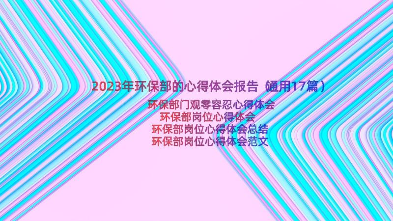 2023年环保部的心得体会报告（通用17篇）